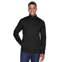 Custom Logo Devon & Jones Newbury Mélange Fleece Quarter-Zip - Mens