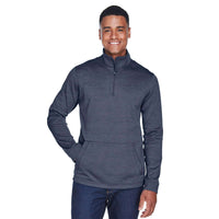 Custom Logo Devon & Jones Newbury Mélange Fleece Quarter-Zip - Mens