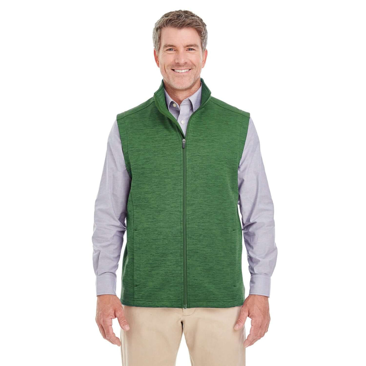 Custom Logo Devon & Jones Newbury Mélange Fleece Vest - Mens