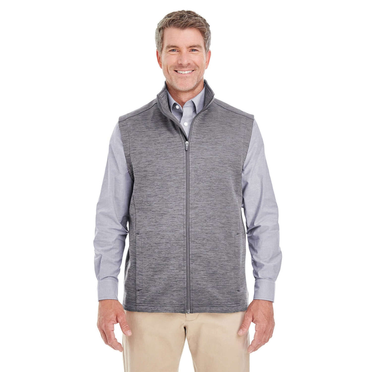 Custom Logo Devon & Jones Newbury Mélange Fleece Vest - Mens