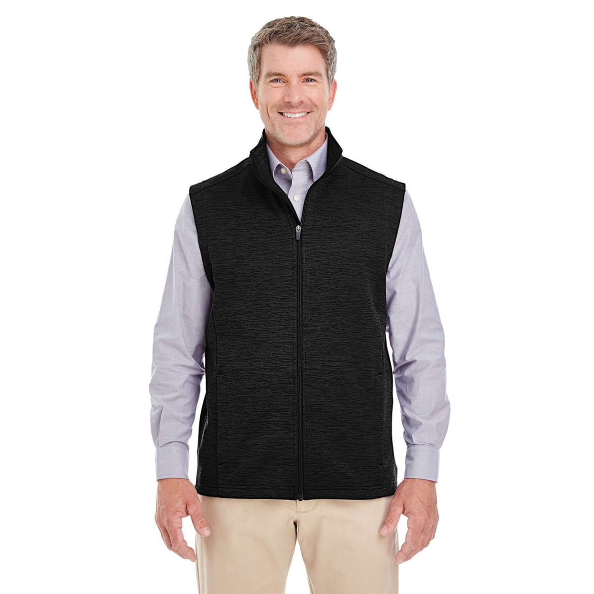 Custom Logo Devon & Jones Newbury Mélange Fleece Vest - Mens
