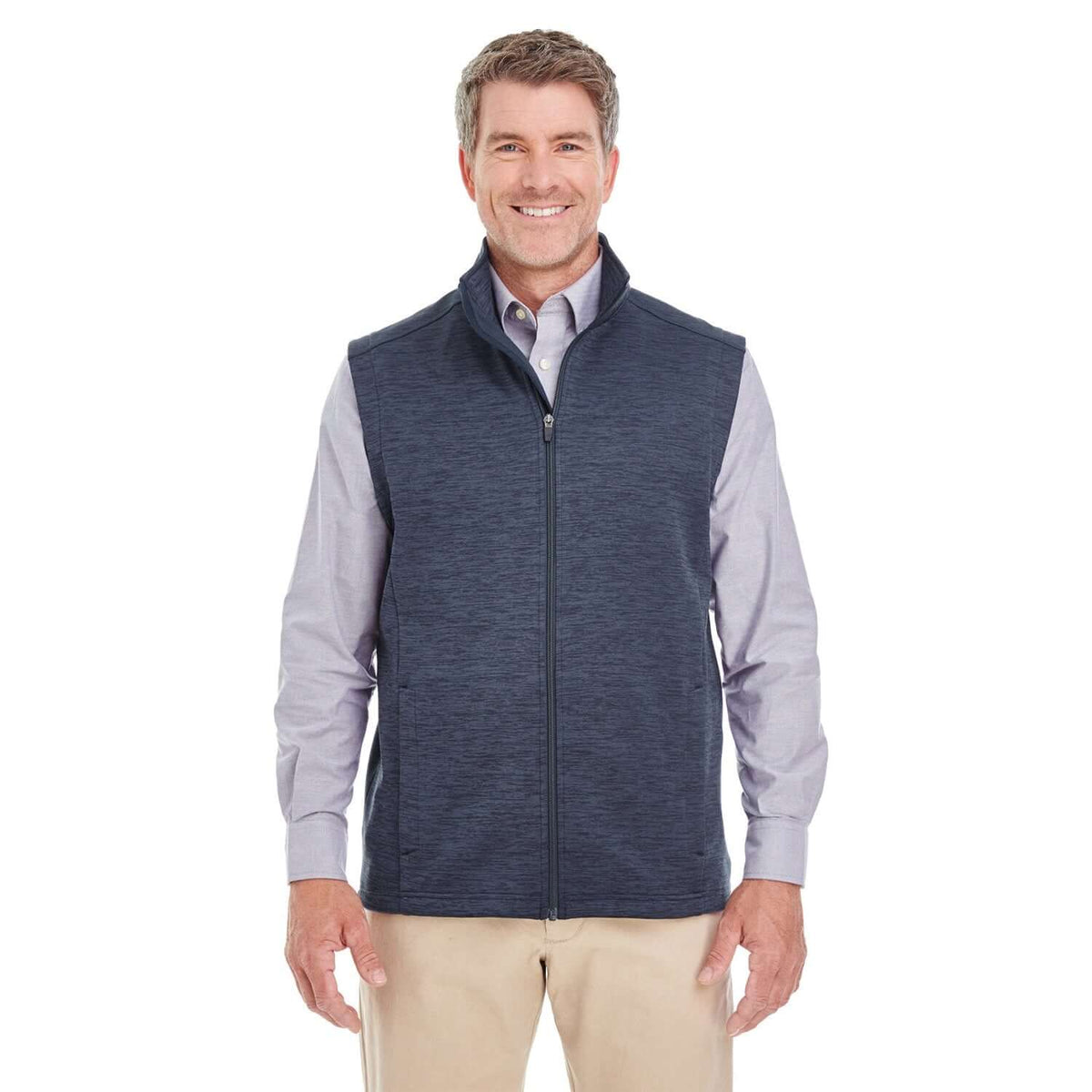 Custom Logo Devon & Jones Newbury Mélange Fleece Vest - Mens
