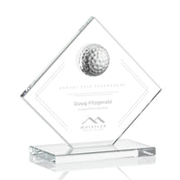 Custom Logo Diamond Crystal Glass Golf Trophy