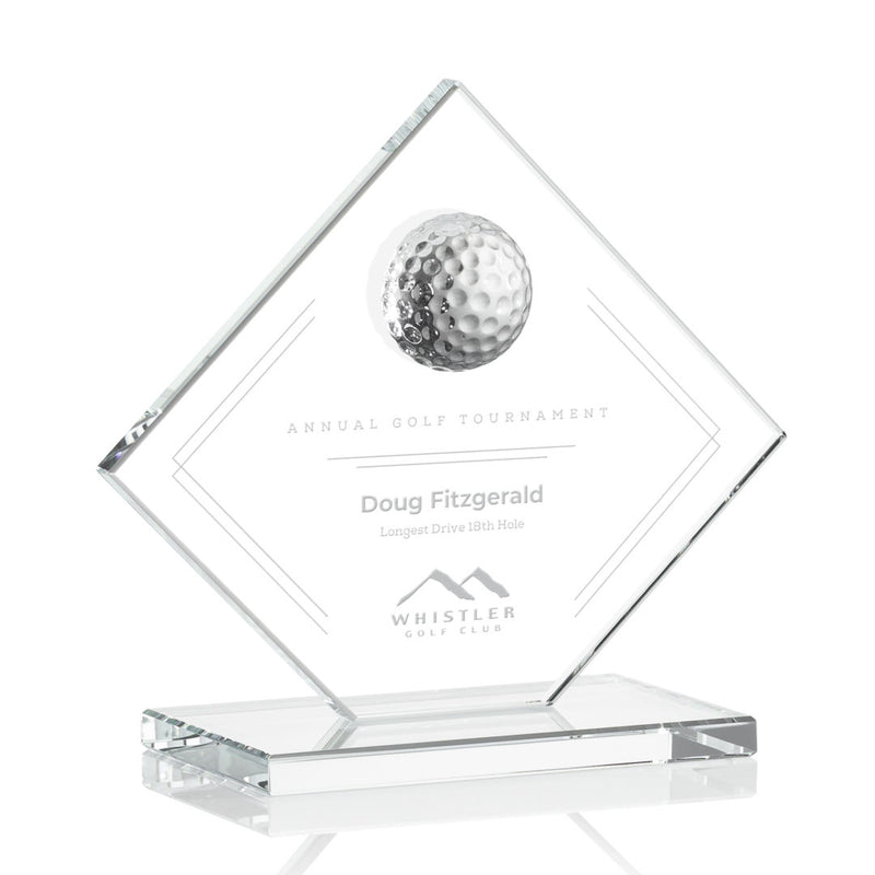 Custom Logo Diamond Crystal Glass Golf Trophy