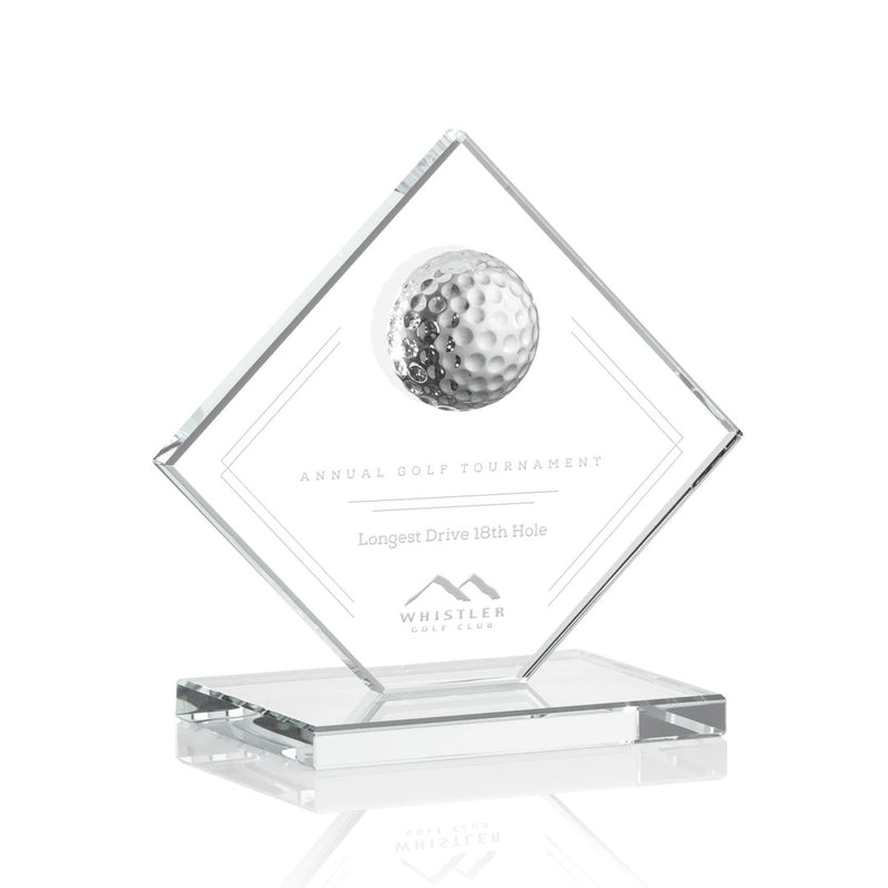 Custom Logo Diamond Crystal Glass Golf Trophy