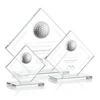 Custom Logo Diamond Crystal Glass Golf Trophy
