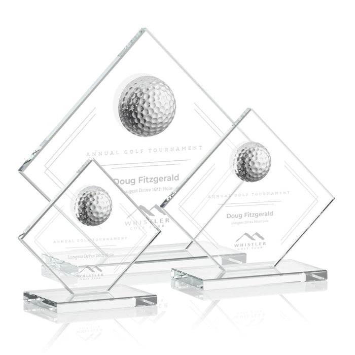 Custom Logo Diamond Crystal Glass Golf Trophy