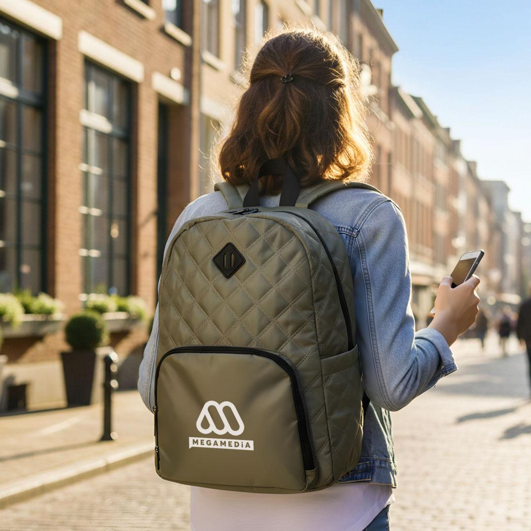 Custom Logo Eiffel Quilted Pattern Backpack