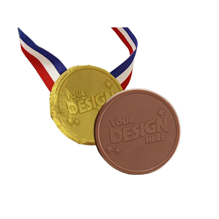 Custom Logo Engraved Chocolate Medal with Ribbon