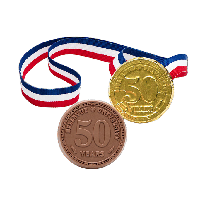 Custom Logo Engraved Chocolate Medal with Ribbon