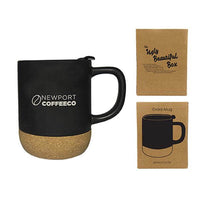 Custom Logo Evora Cork Ceramic Mug with Lid 325 ML