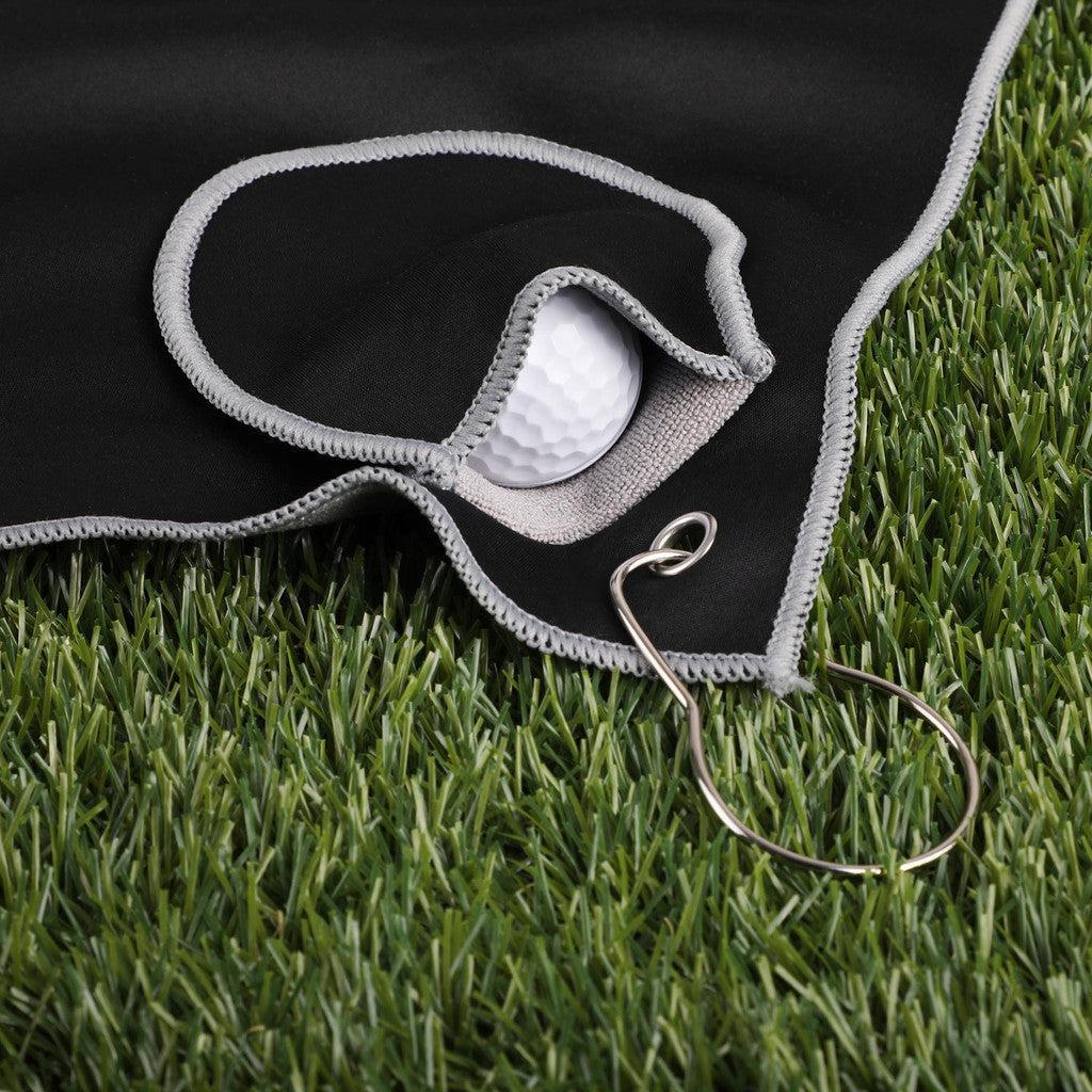 Custom Logo Fairway Recycled Golf Towel With Ball Cleaning Pouch