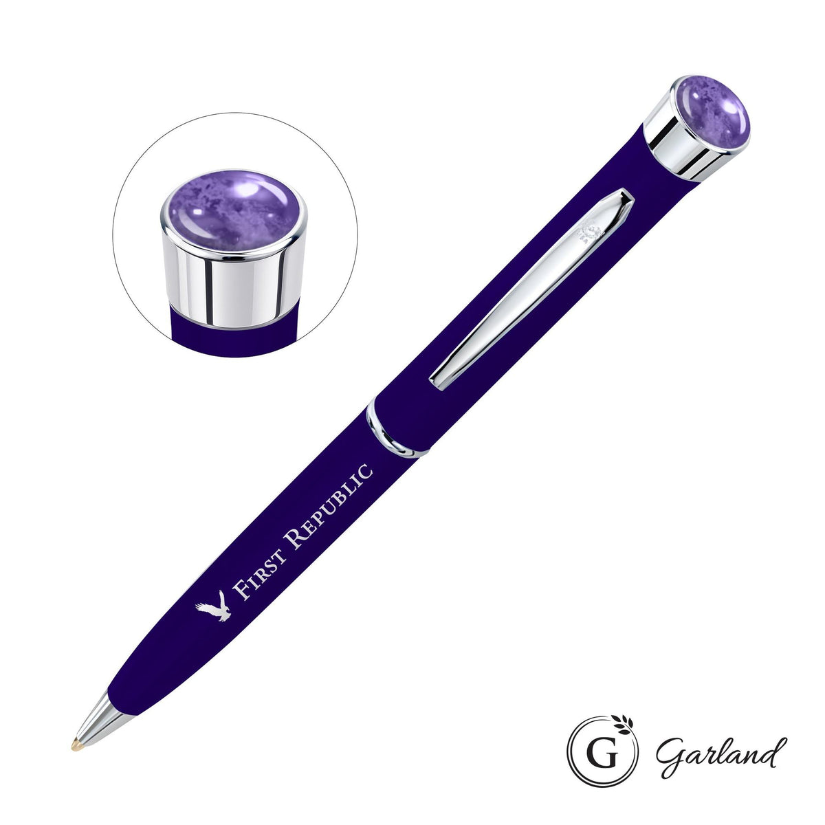 Custom Logo Garland® Color Matte Aura Twist Pen - Chrome