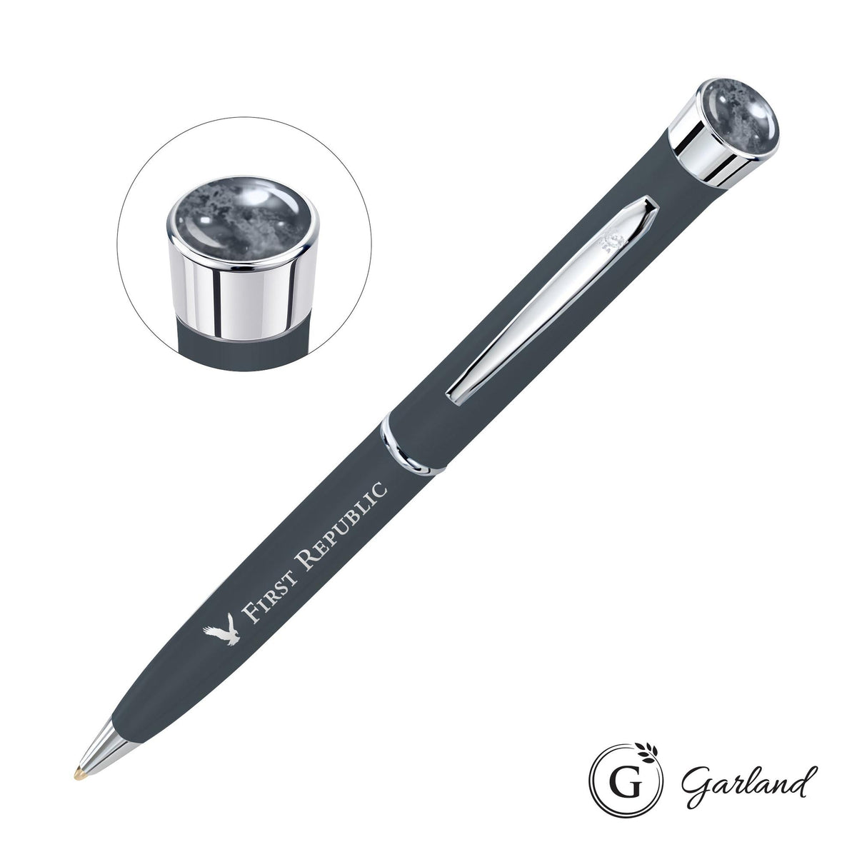Custom Logo Garland® Color Matte Aura Twist Pen - Chrome