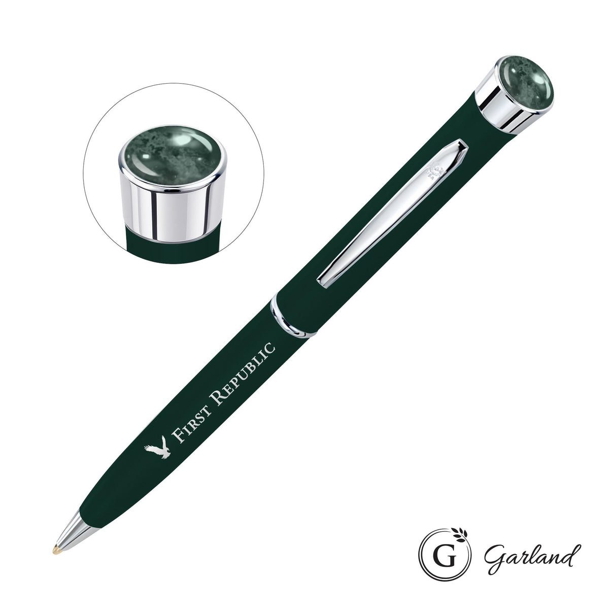 Custom Logo Garland® Color Matte Aura Twist Pen - Chrome