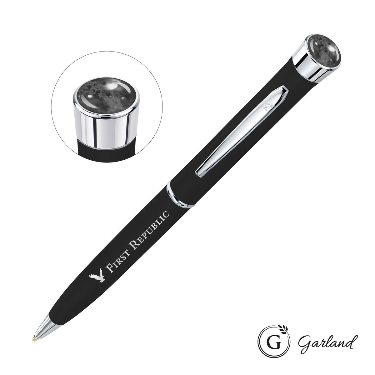 Custom Logo Garland® Color Matte Aura Twist Pen - Chrome