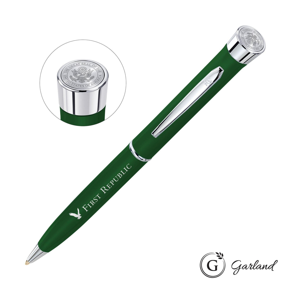 Custom Logo Garland® Color Matte Custom Emblem Twist Pen - Chrome