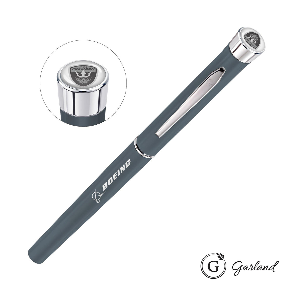 Custom Logo Garland® Color Matte Custom Rollerball Pen - Chrome