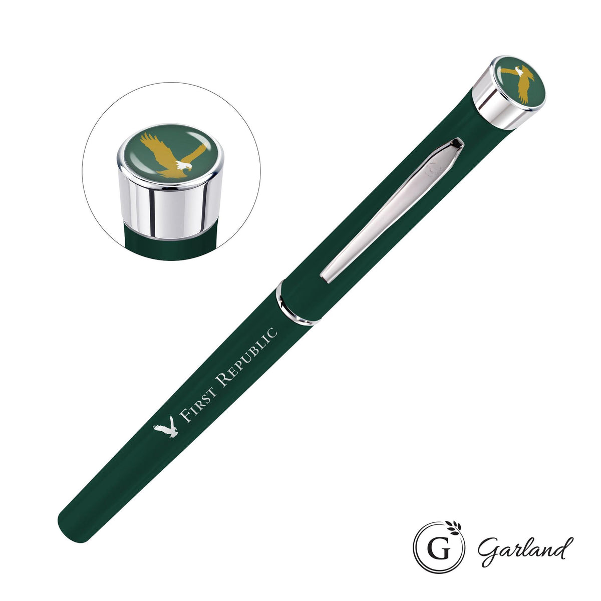 Custom Logo Garland® Color Matte Custom Rollerball Pen - Chrome