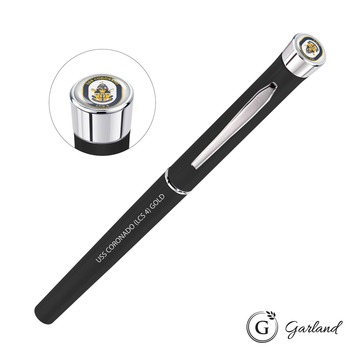 Custom Logo Garland® Color Matte Custom Rollerball Pen - Chrome