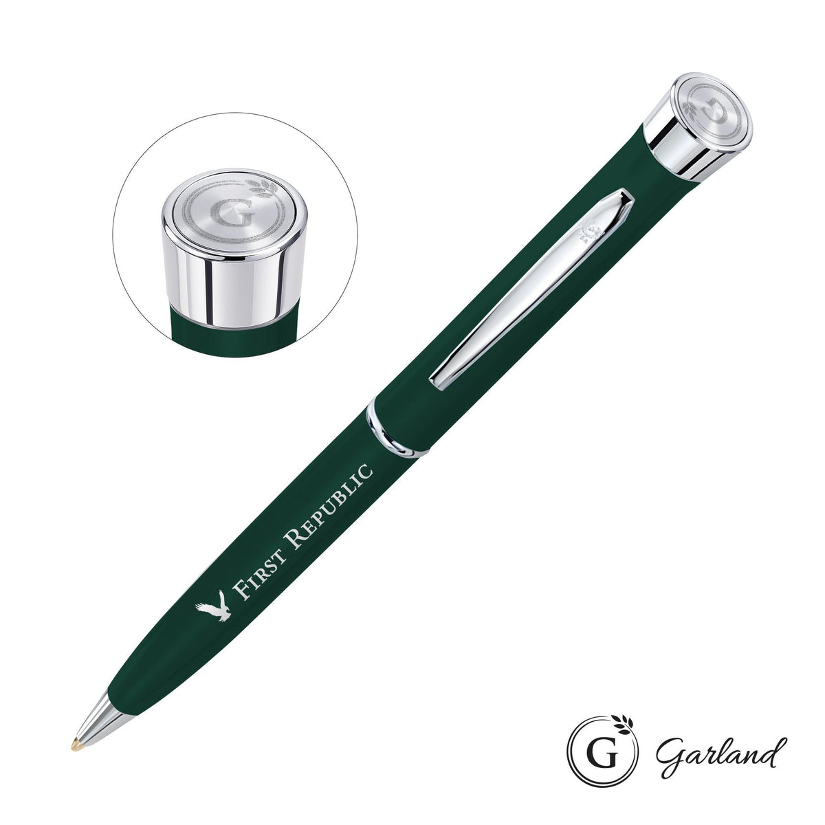 Custom Logo Garland® Color Matte Emblem Twist Ballpoint Pen - Chrome