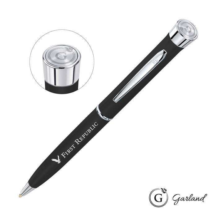 Custom Logo Garland® Color Matte Emblem Twist Ballpoint Pen - Chrome