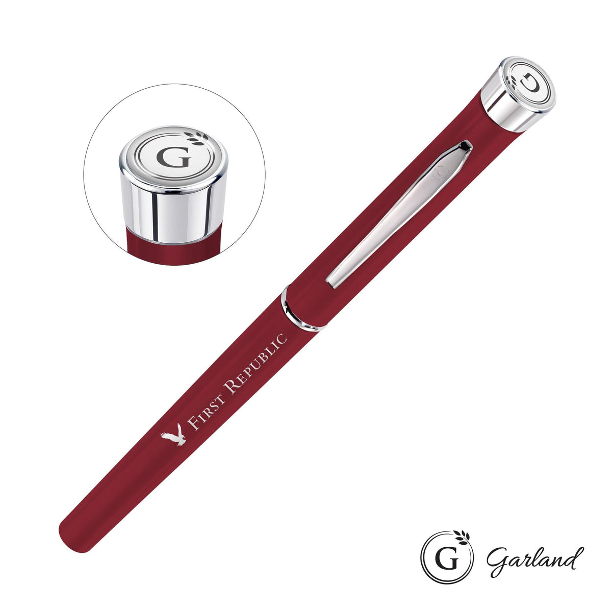 Custom Logo Garland® Color Matte Rollerball Pen - Chrome