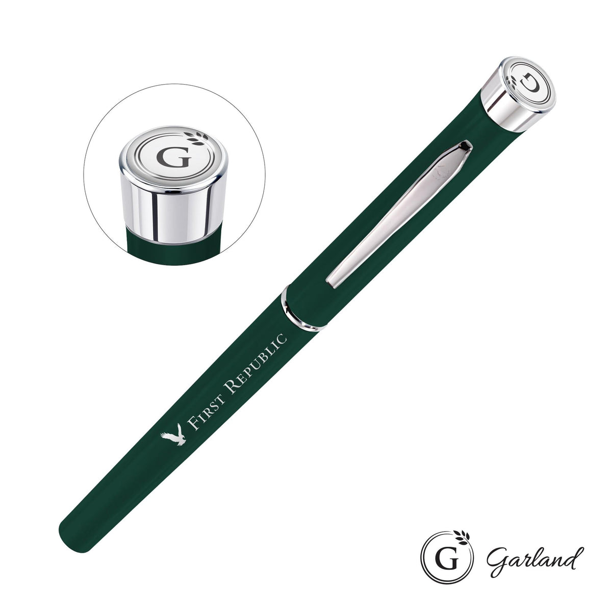Custom Logo Garland® Color Matte Rollerball Pen - Chrome
