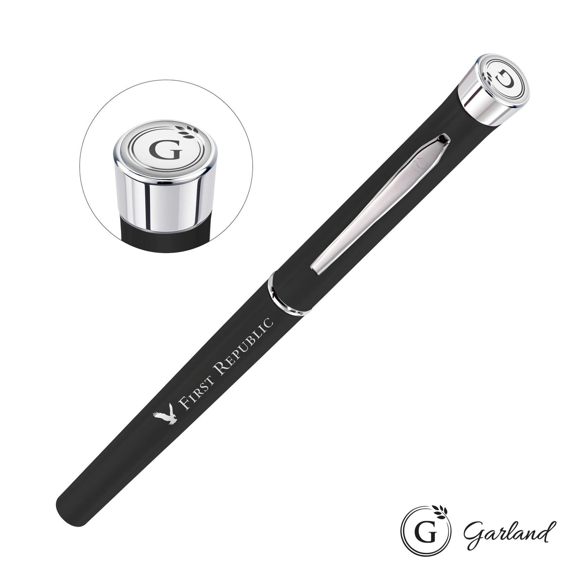Custom Logo Garland® Color Matte Rollerball Pen - Chrome