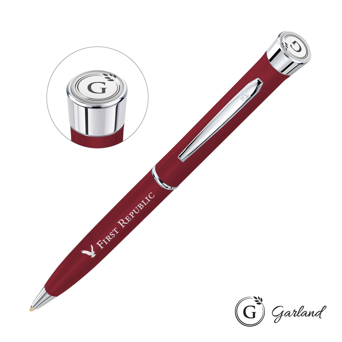 Custom Logo Garland® Color Matte Twist Ballpoint Pen - Chrome