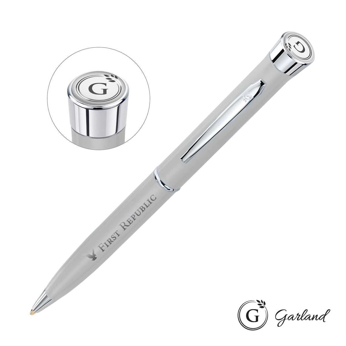 Custom Logo Garland® Color Matte Twist Ballpoint Pen - Chrome