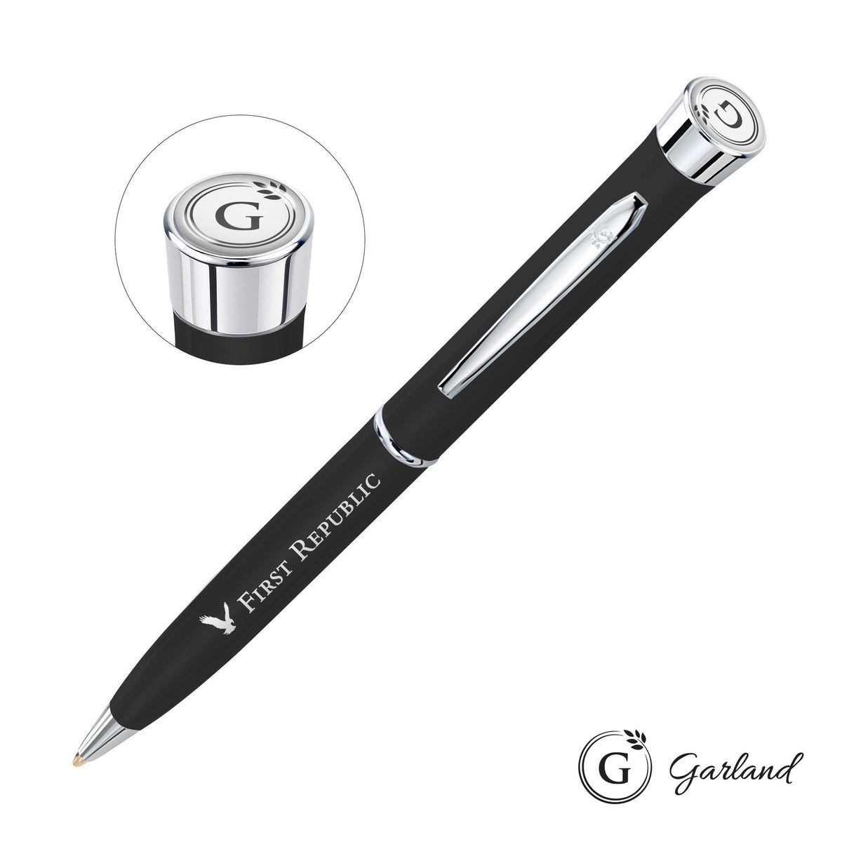 Custom Logo Garland® Color Matte Twist Ballpoint Pen - Chrome