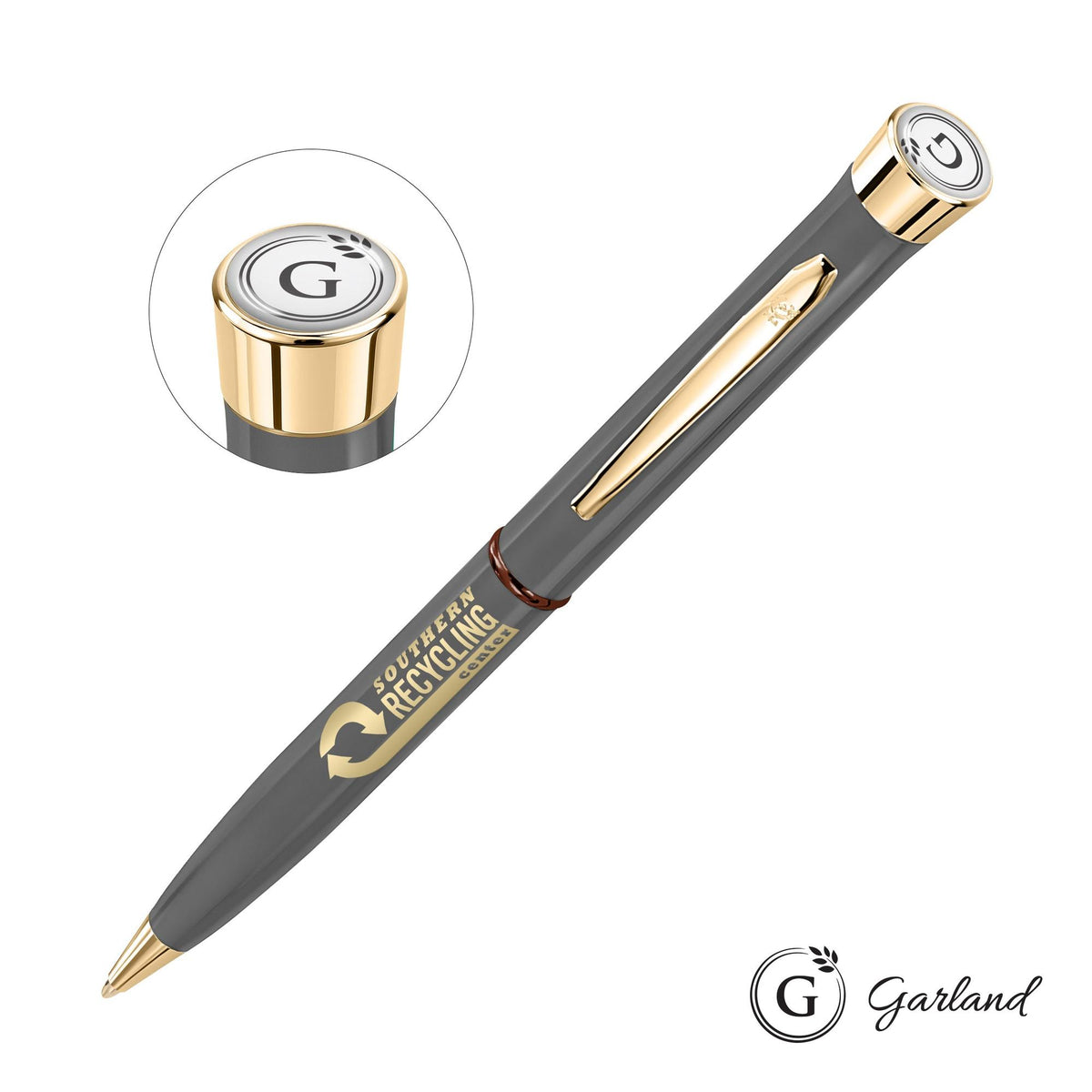 Custom Logo Garland® Recycled Ballpoint Twist Pen - Gold Accent