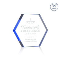 Custom Logo Gilford Hexagon Award - Blue