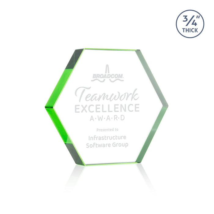 Custom Logo Gilford Hexagon Award - Emerald