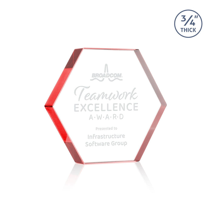 Custom Logo Gilford Hexagon Award - Red