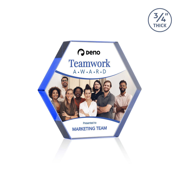 Custom Logo Gilford Hexagon VividPrint™ Award - Blue