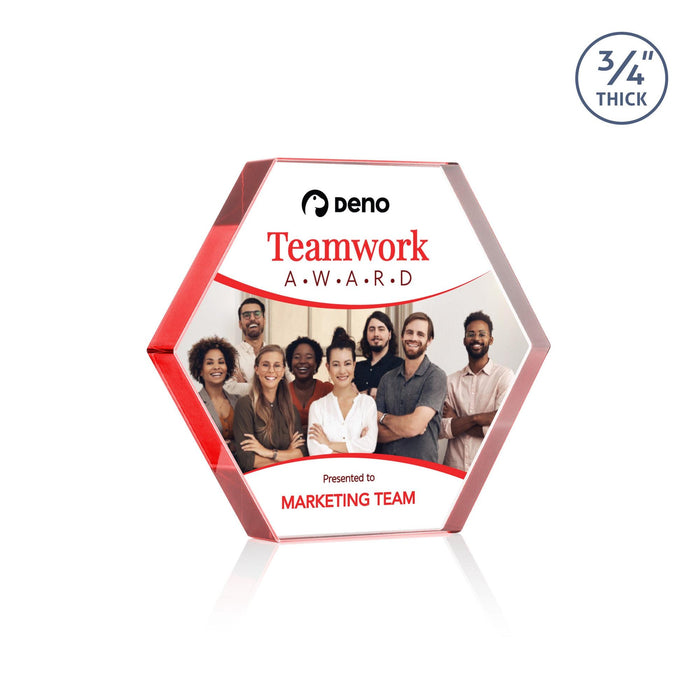 Custom Logo Gilford Hexagon VividPrint™ Award - Red