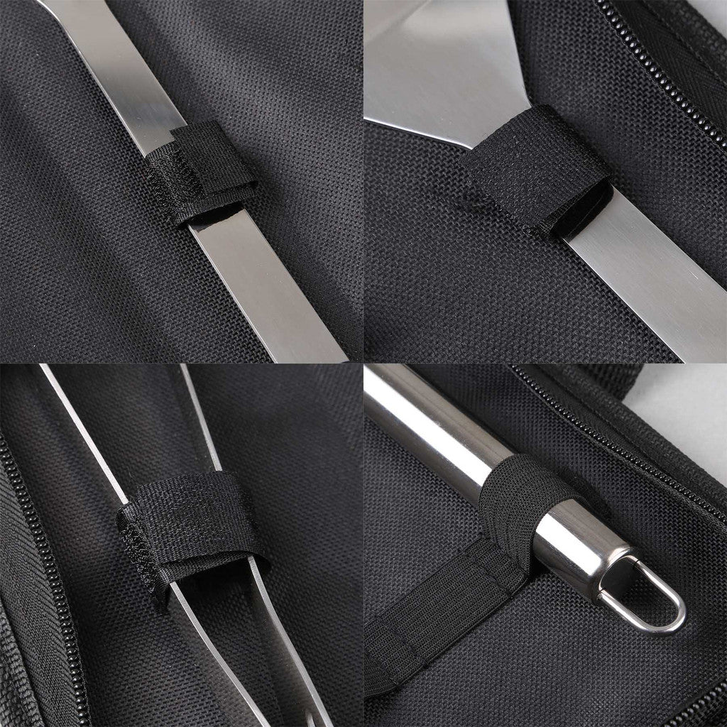 Custom Logo Grill Easy 3 Piece Stainless BBQ Utensil Set With RPET Case