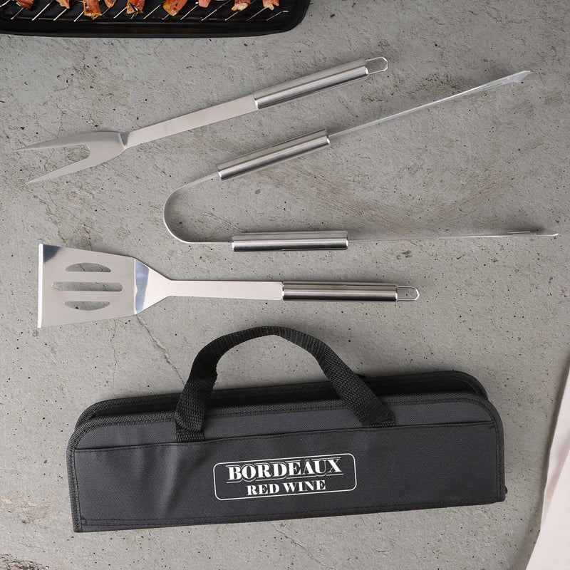 Custom Logo Grill Easy 3 Piece Stainless BBQ Utensil Set With RPET Case