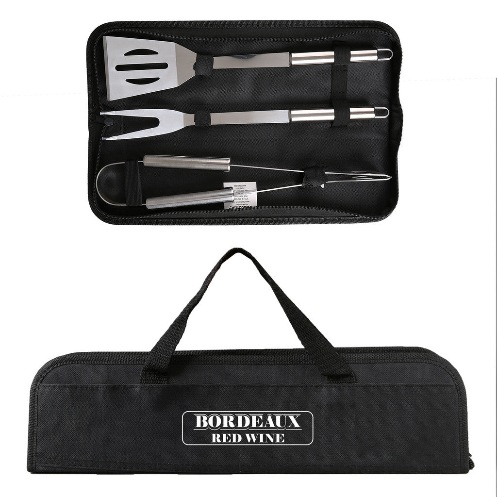 Custom Logo Grill Easy 3 Piece Stainless BBQ Utensil Set With RPET Case