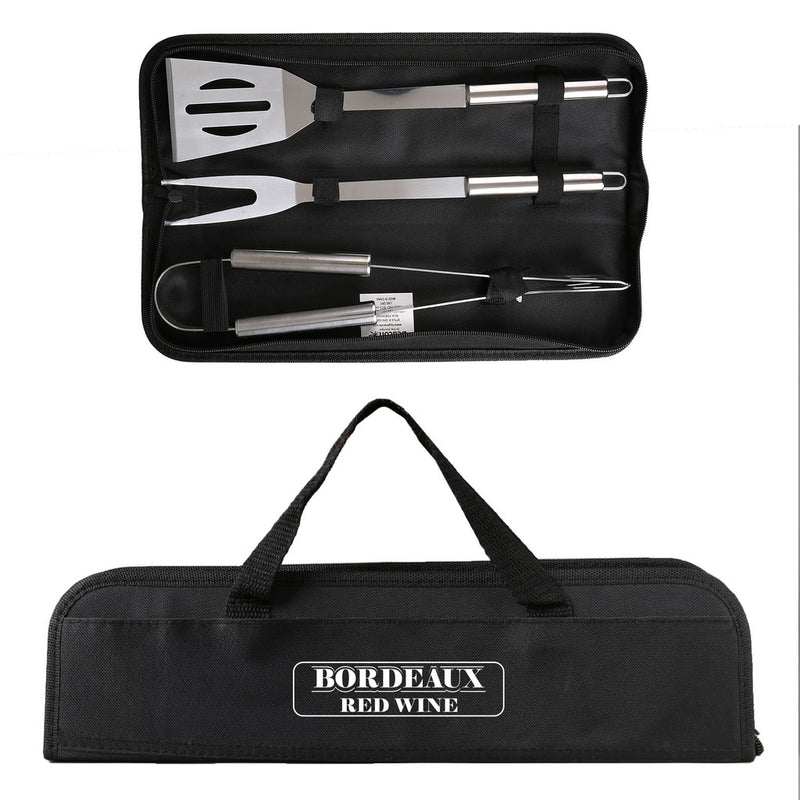 Custom Logo Grill Easy 3 Piece Stainless BBQ Utensil Set With RPET Case