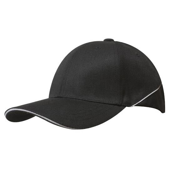Custom Logo Headwear Canada American Premium Twill with Sandwich Trim on Peak & Crown