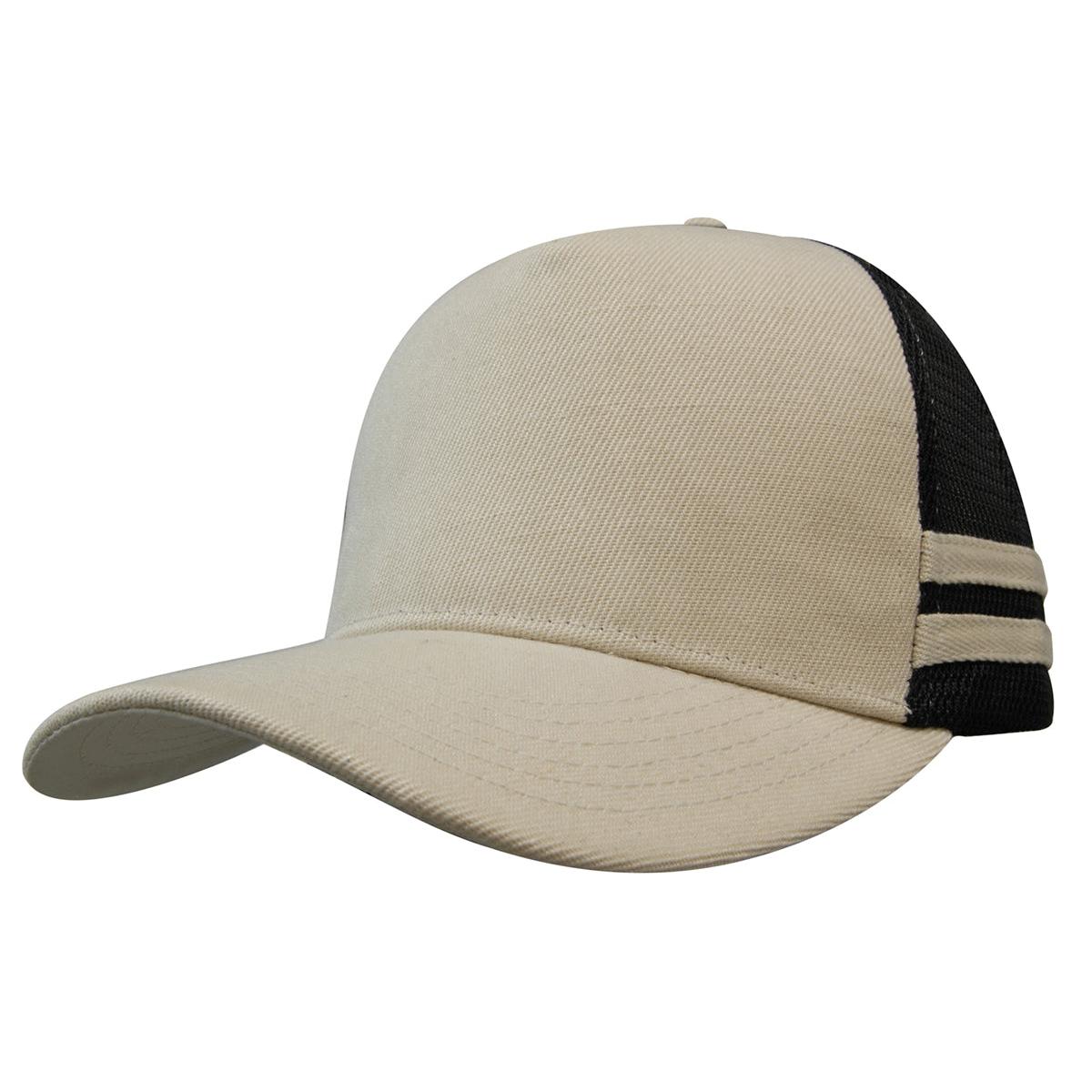 Custom Logo Headwear Canada American Premium Twill/Mesh Deep Fit Trucker with Stripes