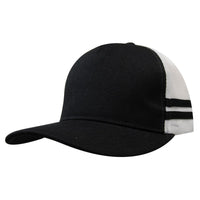 Custom Logo Headwear Canada American Premium Twill/Mesh Deep Fit Trucker with Stripes
