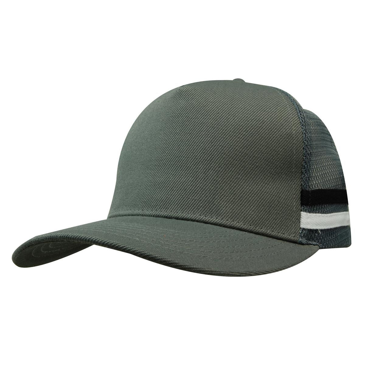 Custom Logo Headwear Canada American Premium Twill/Mesh Deep Fit Trucker with Stripes