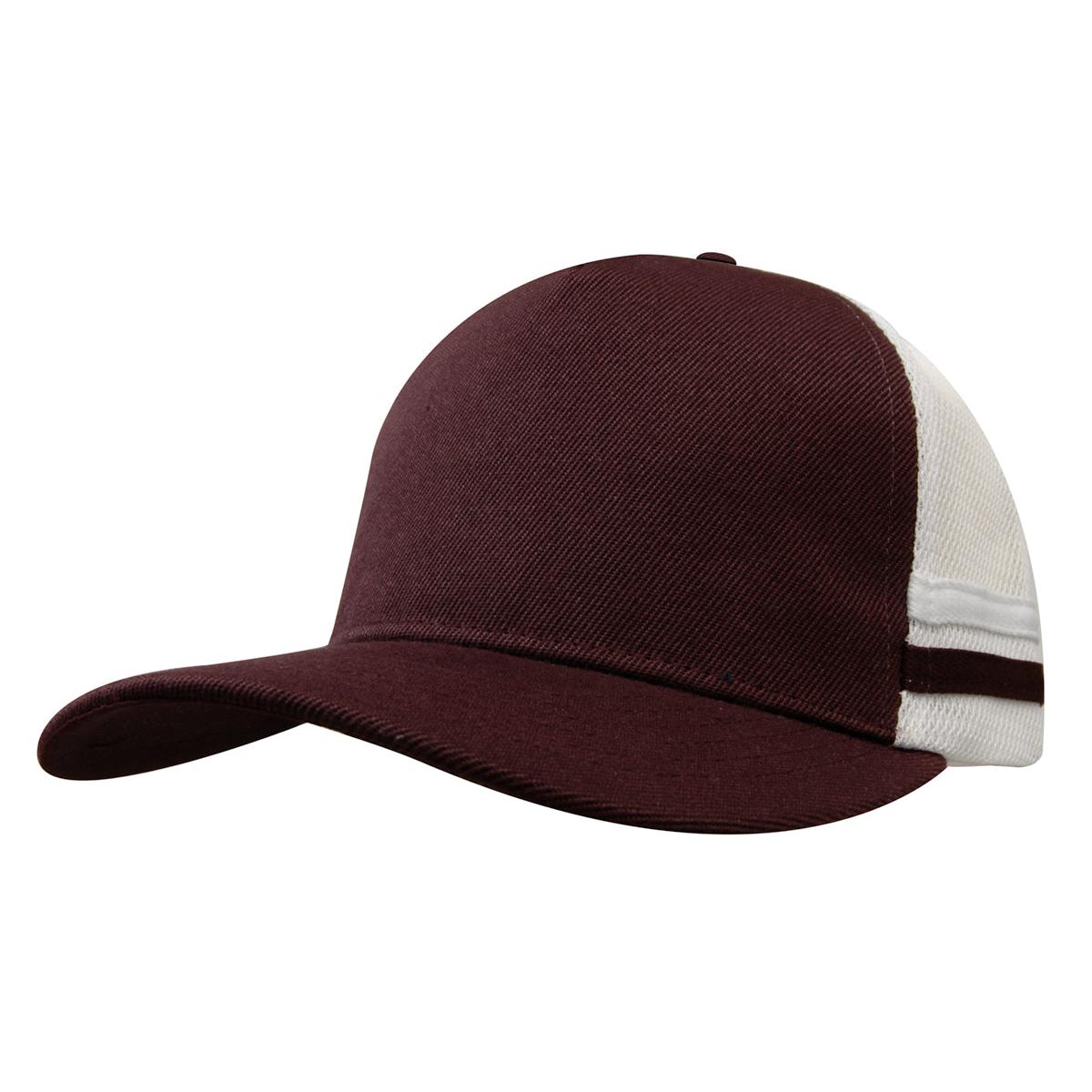 Custom Logo Headwear Canada American Premium Twill/Mesh Deep Fit Trucker with Stripes