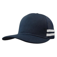Custom Logo Headwear Canada American Premium Twill/Mesh Deep Fit Trucker with Stripes