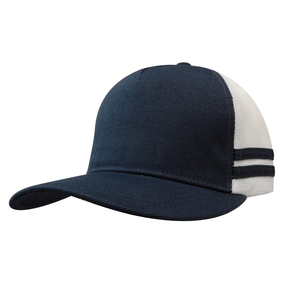 Custom Logo Headwear Canada American Premium Twill/Mesh Deep Fit Trucker with Stripes