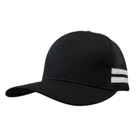 Custom Logo Headwear Canada American Premium Twill/Mesh Deep Fit Trucker with Stripes